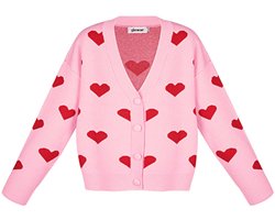 Gebreide dames trui - Gimme - zachte viscose met hartjespatroon maat L/XL