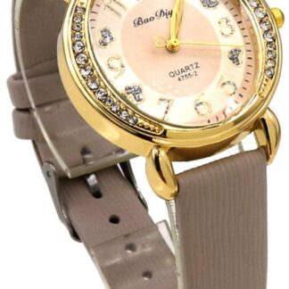 Horloge - quartz - PU band - beige - 36 mm