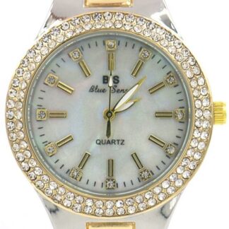 Dameshorloge 38 mm – Zilver/Goud – MOP Wijzerplaat – Kristallen – Quartz Horloge
