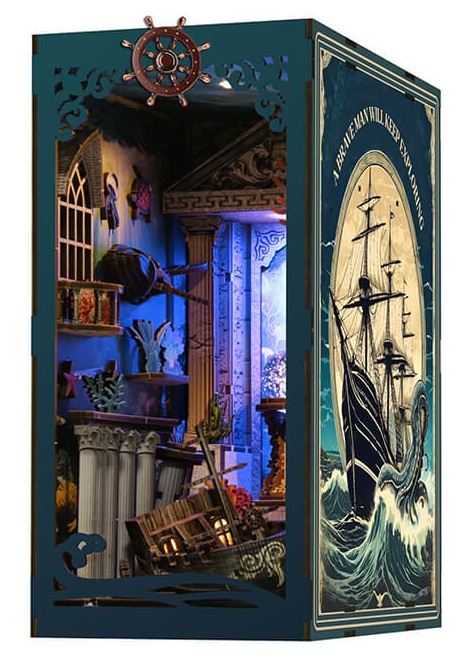 Houten 3D Puzzel - Book Nook – 3D DIY bouwpakket - Ocean Mystery met Gezonken Schip – Miniatuur Diorama Boekensteun