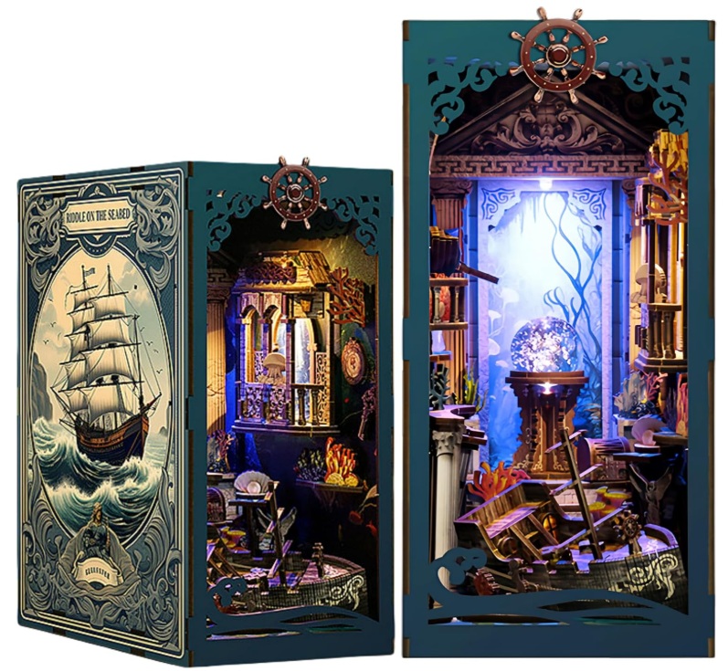 Houten 3D Puzzel - Book Nook – 3D DIY bouwpakket - Ocean Mystery met Gezonken Schip – Miniatuur Diorama Boekensteun