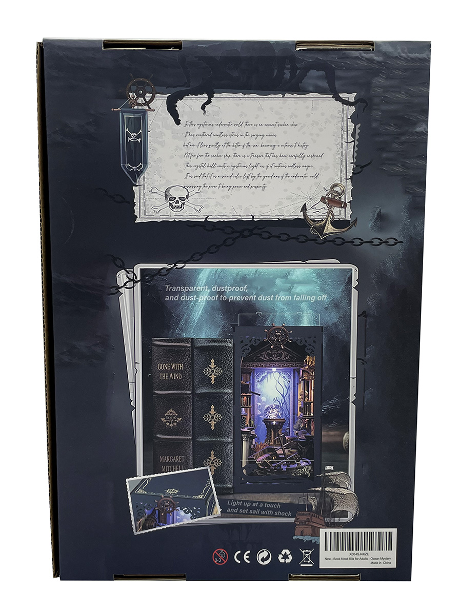 Houten 3D Puzzel - Book Nook – 3D DIY bouwpakket - Ocean Mystery met Gezonken Schip – Miniatuur Diorama Boekensteun