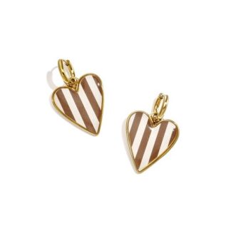Lola - Hartjes Oorbellen - Stainless Steel - - Bruin