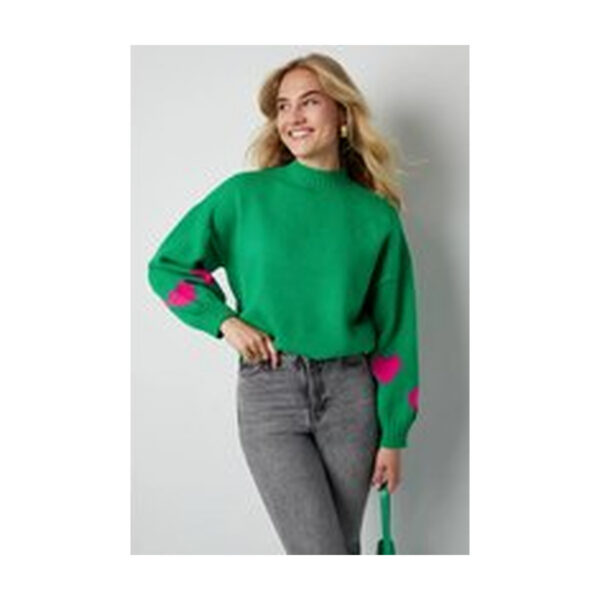 Trui - Damestrui - Maat L/XL - Groen - Comfort heart knit - Damestrui groen