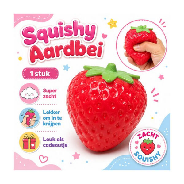 Aardbei Squishy Speeltje – 1 Stuk – Zachte Strawberry Squishy – Anti Stress Fidget Toy – Rood - 9 cm