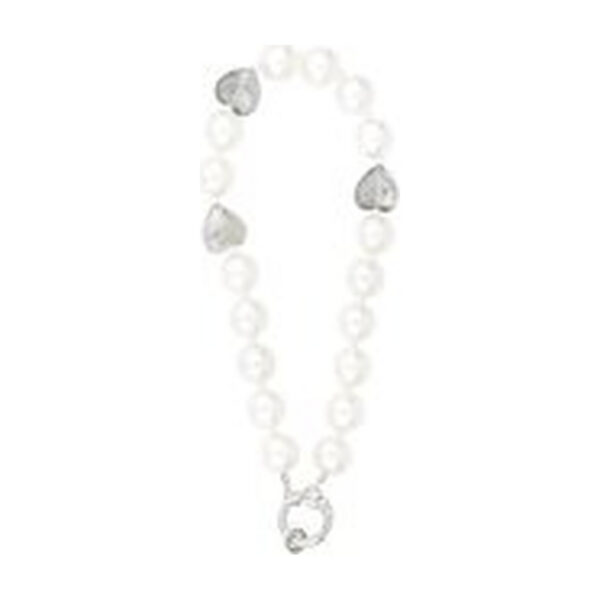 Goudlief Telefoonkoord heart of pearl wit met grijs - Valentijn cadeau - Cadeau - Geschikt voor iPhone - Geschikt voor Samsung - Universeel - Phone cord - Telefoonketting - Koord voor telefoon - Goudlief.nl